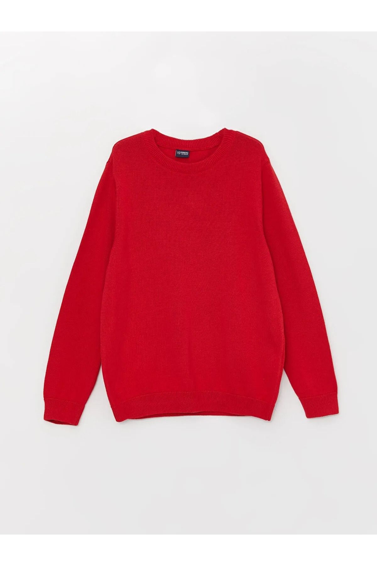 LC Waikiki-Lcw Kids Red Crew Neck Basic Long Sleeve Boy's Knitwear Sweater 1