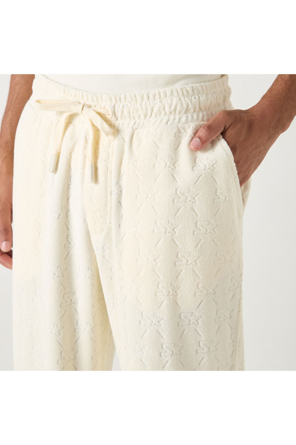 Starter-All-Over Monogram Detail Track Pants with Drawstring Closure and Pockets 4