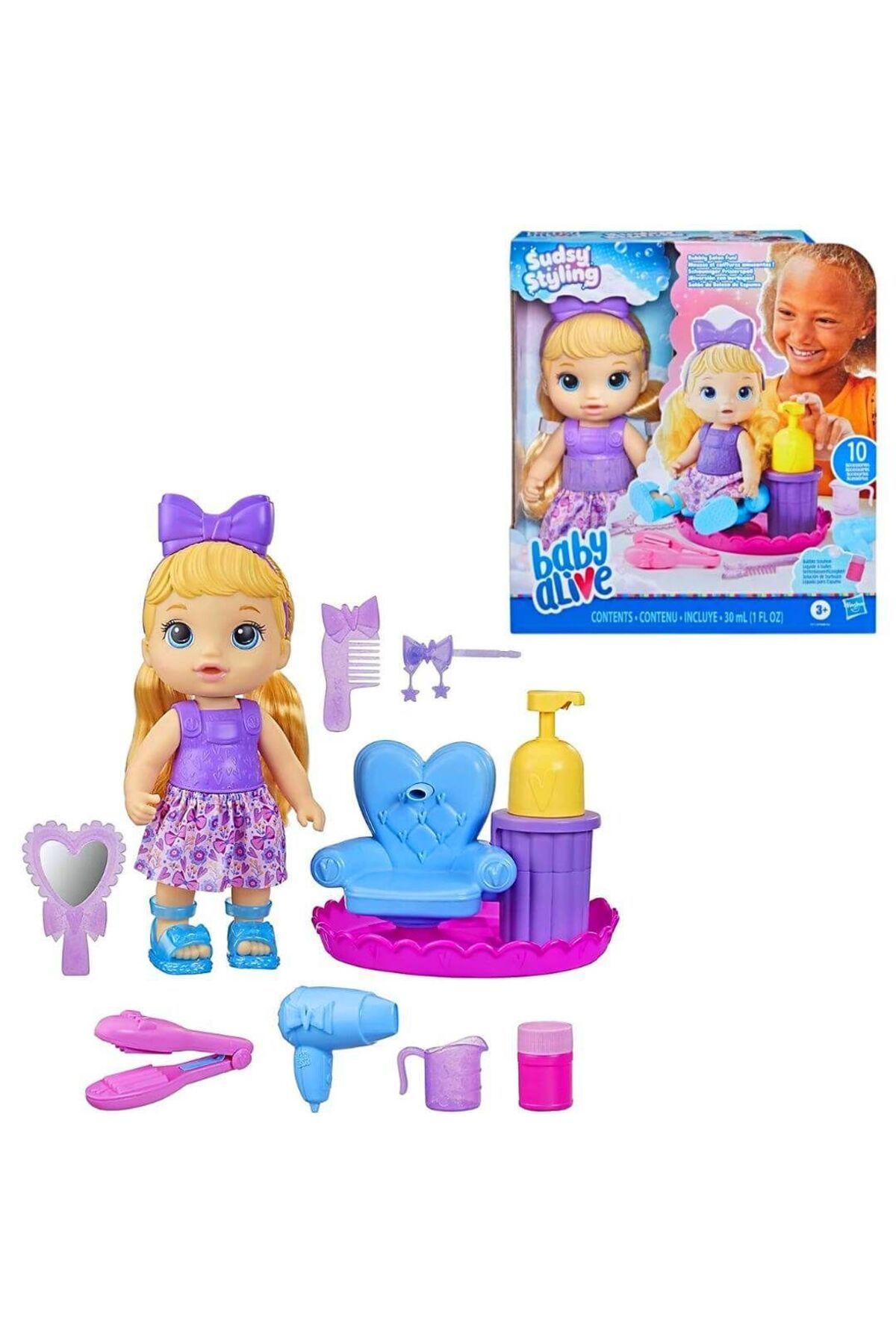 Baby Alive Köpüklü Saç Tasarımı Eğlencesi Oyuncak Bebek Seti F5112