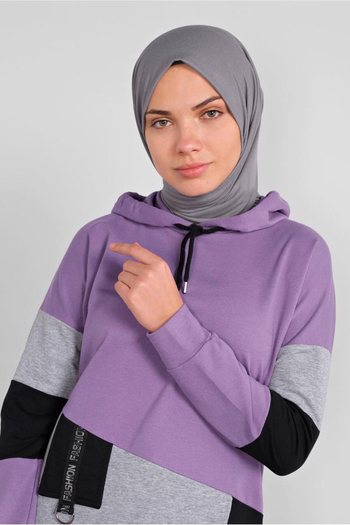 لباس ورزشی زنانه بنفش (یاسی) دو تکه با شلوار ۵۲۵۵ TRENDTESETTÜR