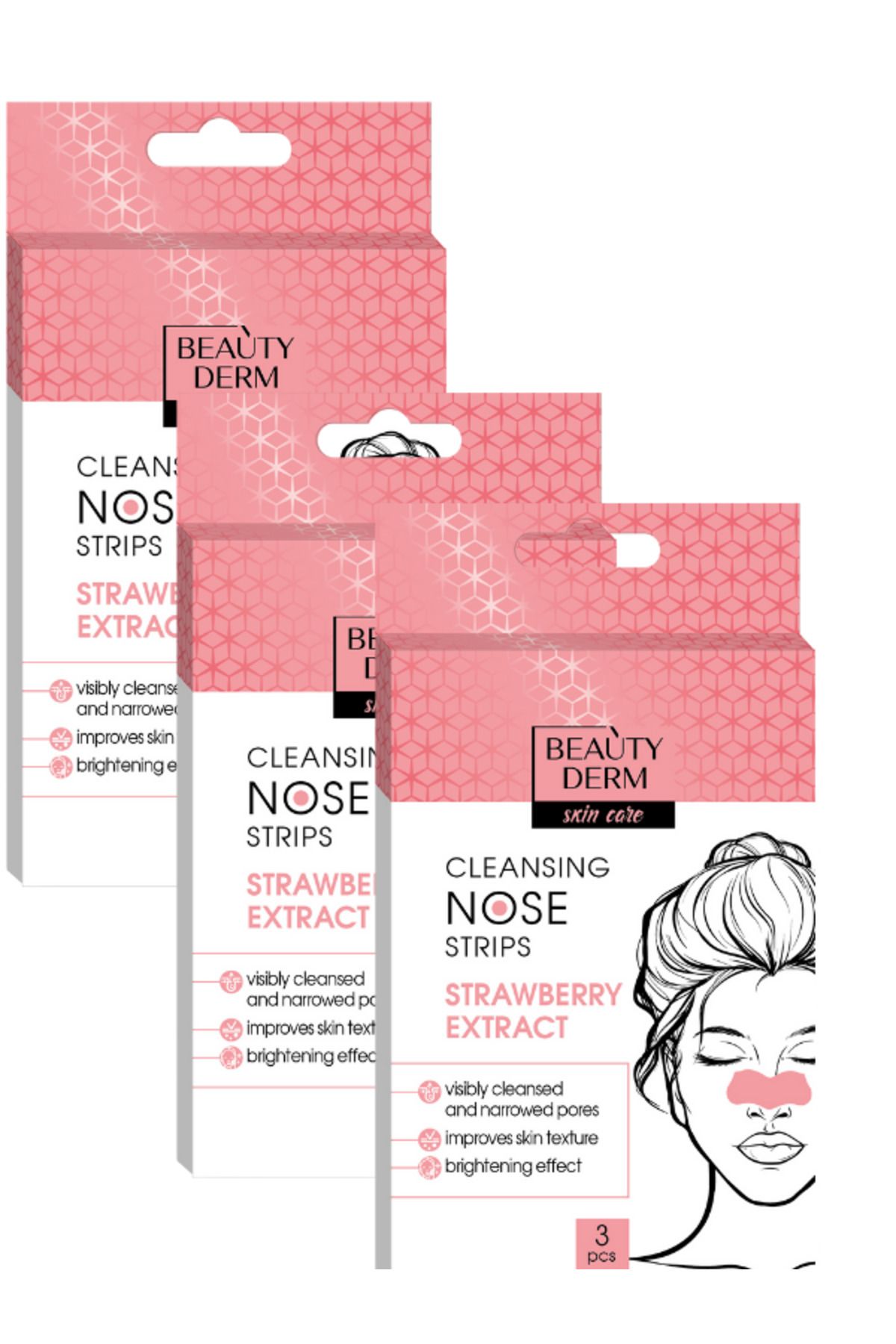 BEAUTY DERM Siyah Nokta Burun Bandı ve Gözenek Temizleyici 3 paket 9 adet