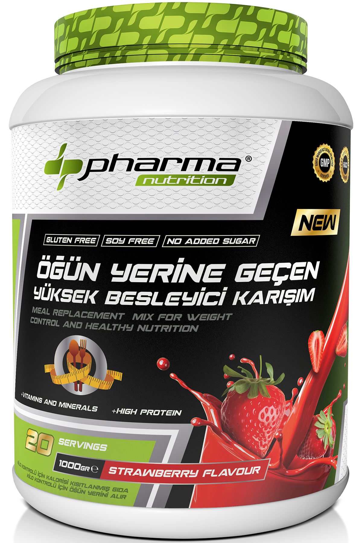 Pharma Nutrition Proteinli Öğün Tozu Öğün Yerine Geçen Besleyici Shake Çilek Aromalı 20 Servis 1000 Gr