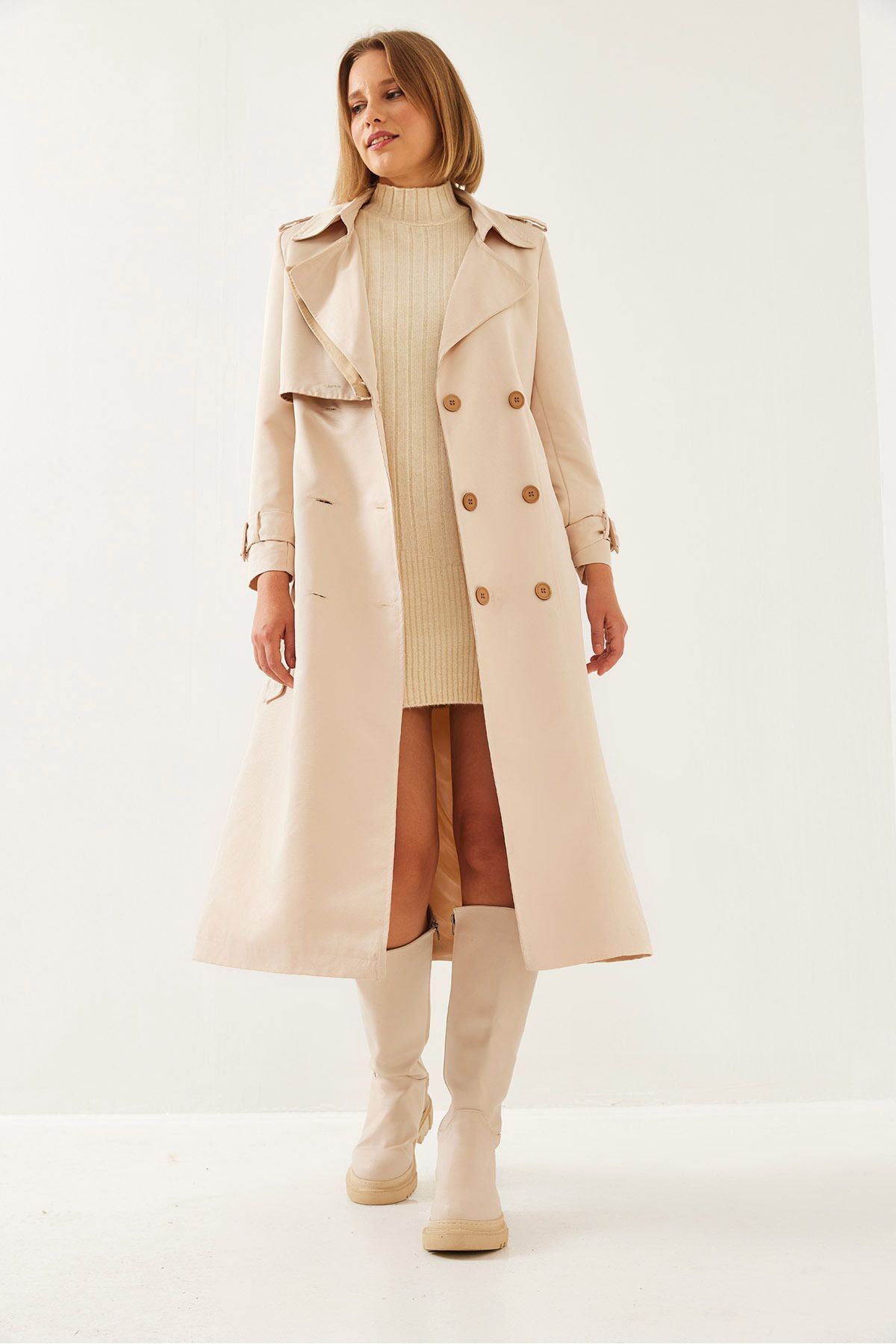 Bianco Lucci-Damen Garni Windjacke Detail Clamshell Trenchcoat 2488 60261003 5