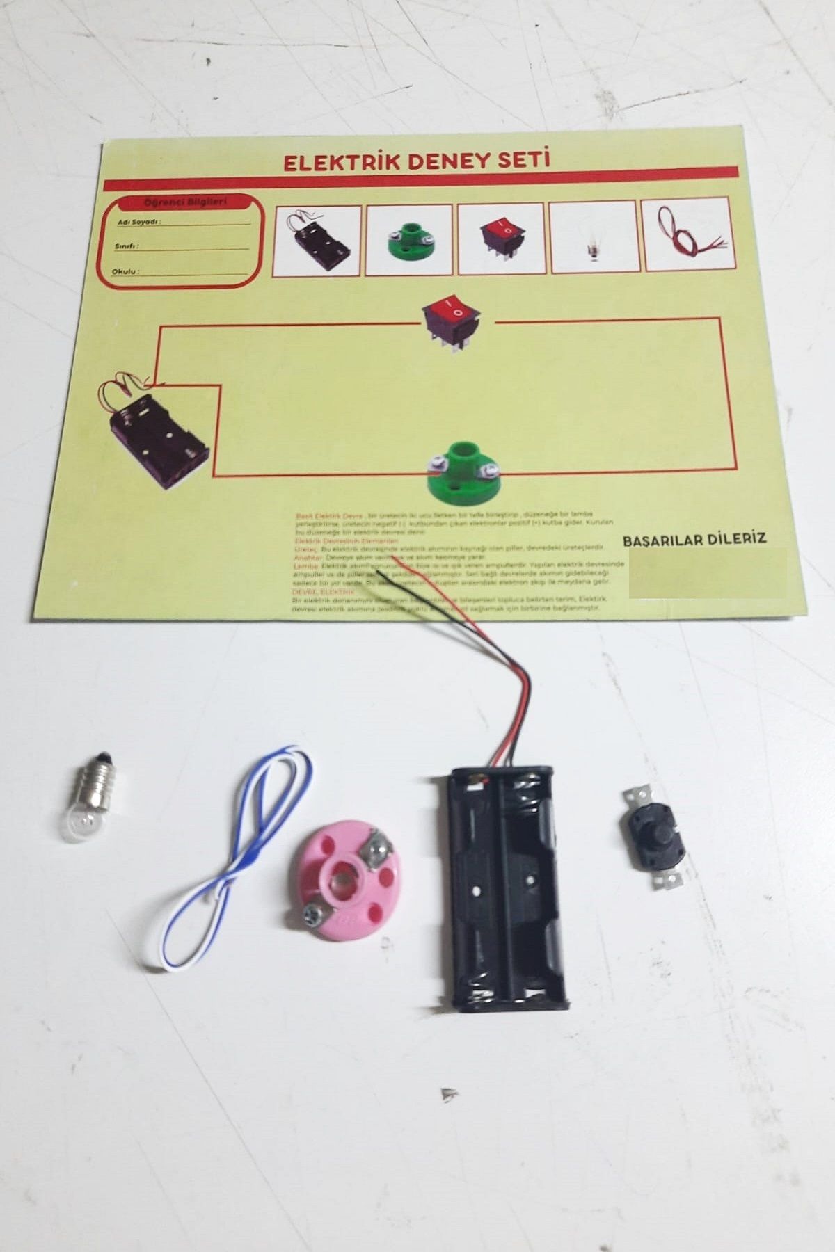 Lucest Yeni Ea Okul Deney Seti - Elektrik Seti Ampul - Pil Yatağı - Duy -Düğme Seti (8585) Kampanyalı