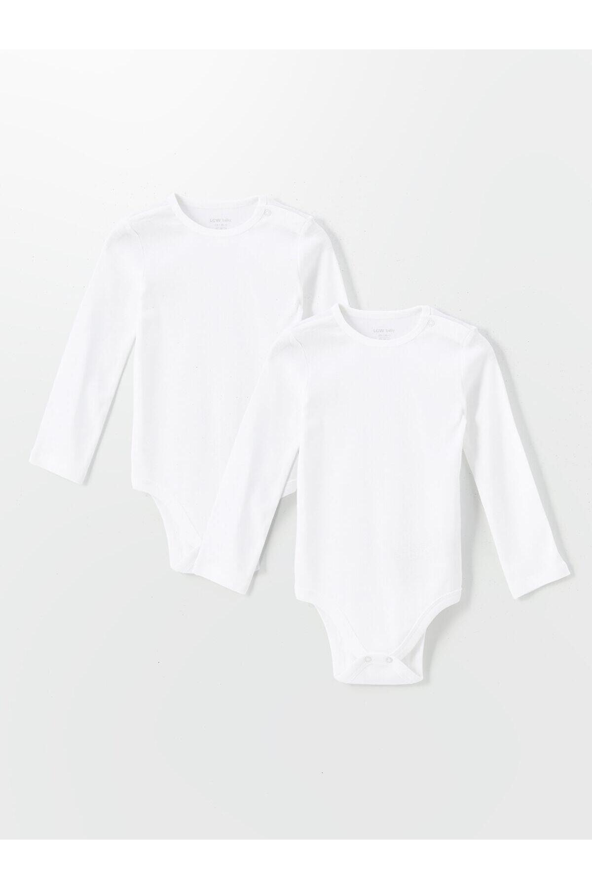 ال سی وایکیکی بادی نوزادی دخترانه آستین بلند یقه گرد LCW بسته 2 عددی