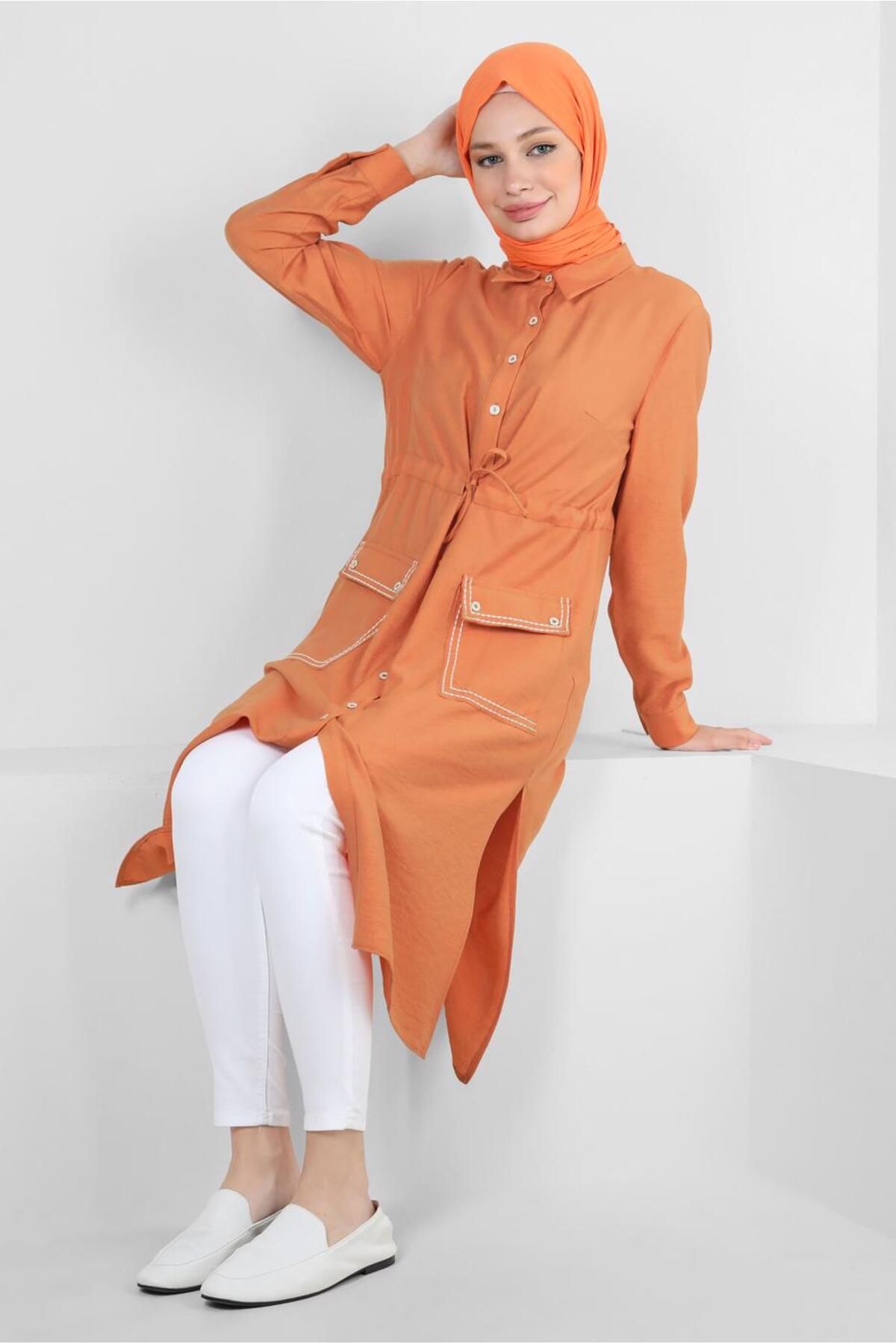 تونیک جیبی منتظر دکمه دار 43806 Alvina