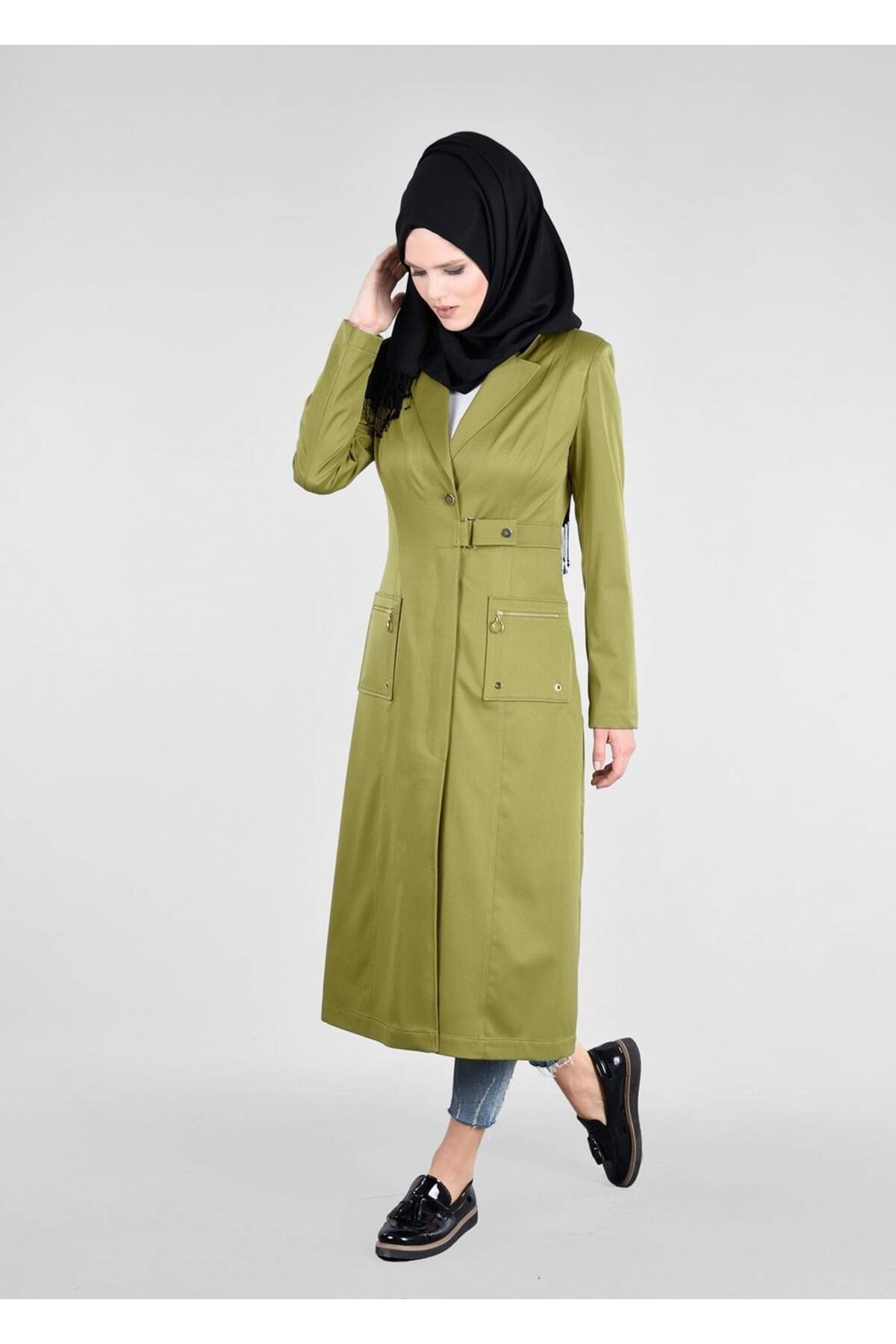 TRENDTESETTÜR-Women's Green (Y.GREEN) T 1807 Yaren Hijab 43717 Trench 2