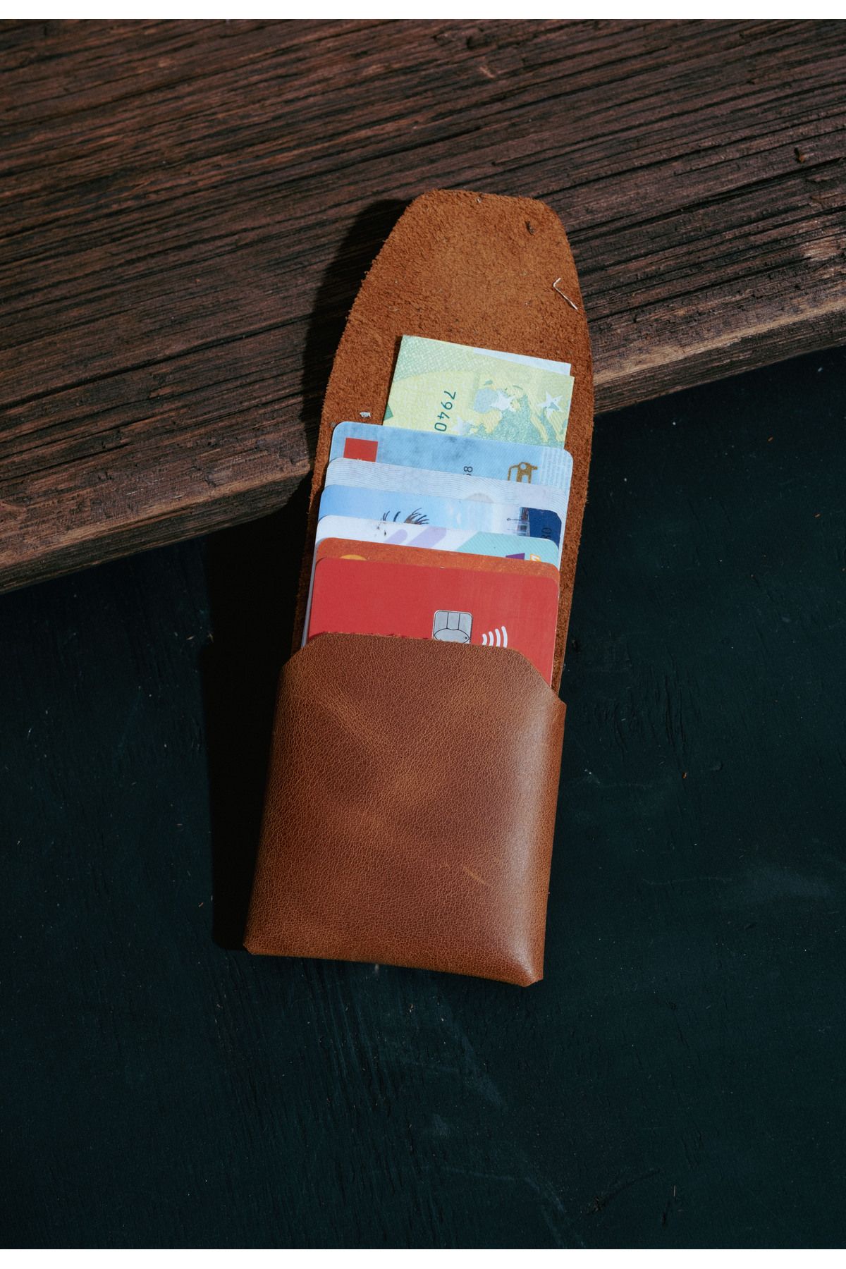 کارت دار مردانه و زنانه اصلی چرم حداقل اعتباری تجارت مدل نازک فوق العاده باریک saraci leather craft