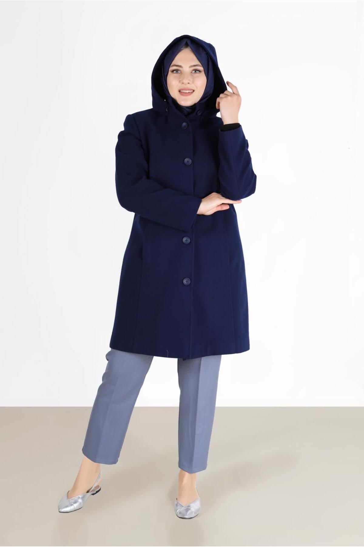 Alvina-Hooded Buttoned Coat - 90283 1