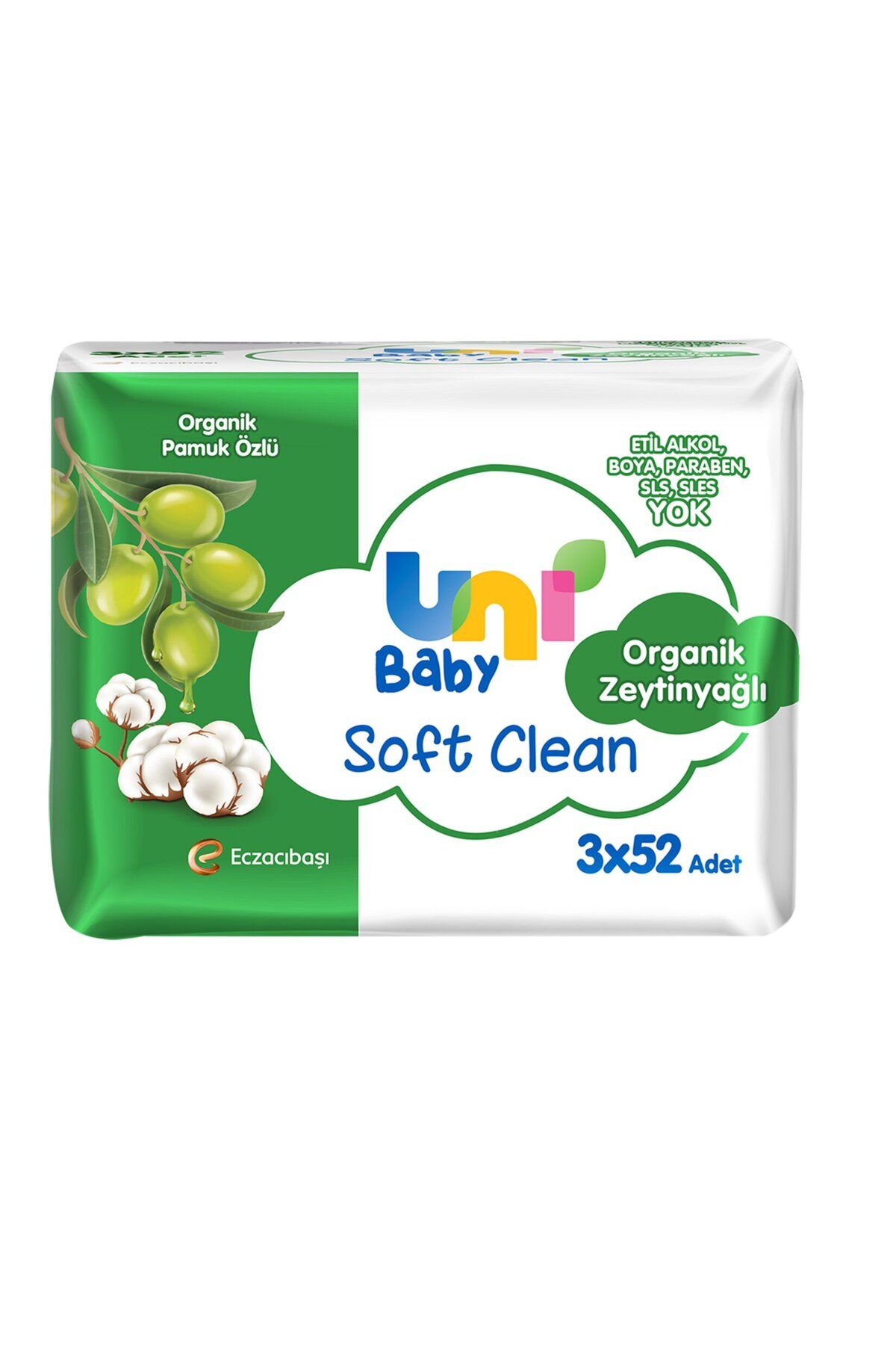 ASPARTAM Uni Baby Soft Clean 3 X 52'li Organik Zeytinyağlı Islak Havlu