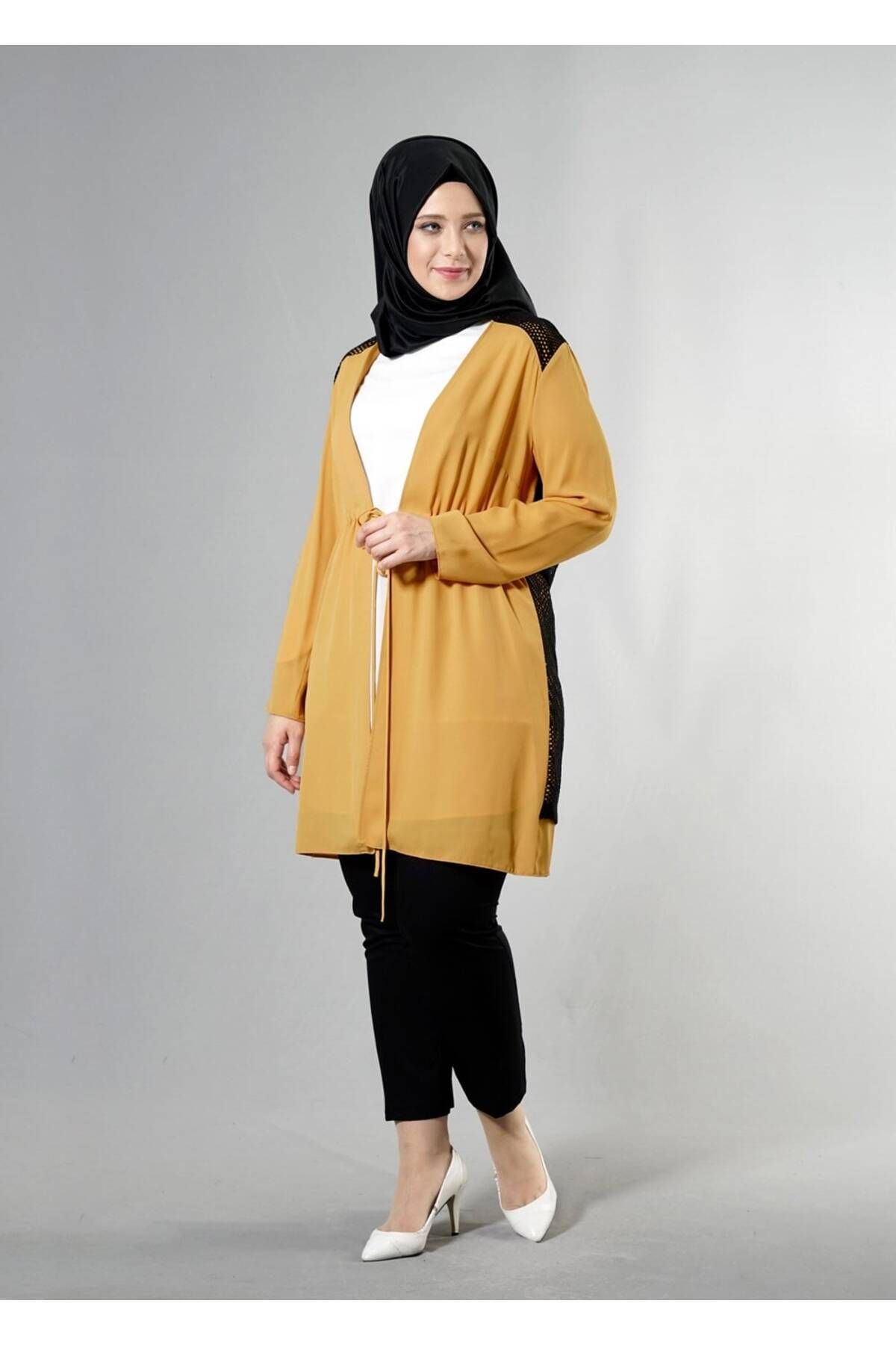 TRENDTESETTÜR-Women's Orange (K.HARDAL) T 2516 Port Crepe Plain Hijab Jacket 2