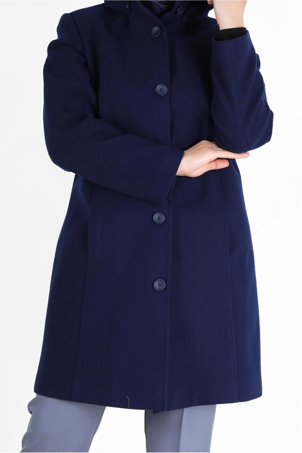 Alvina-Hooded Buttoned Coat - 90283 4