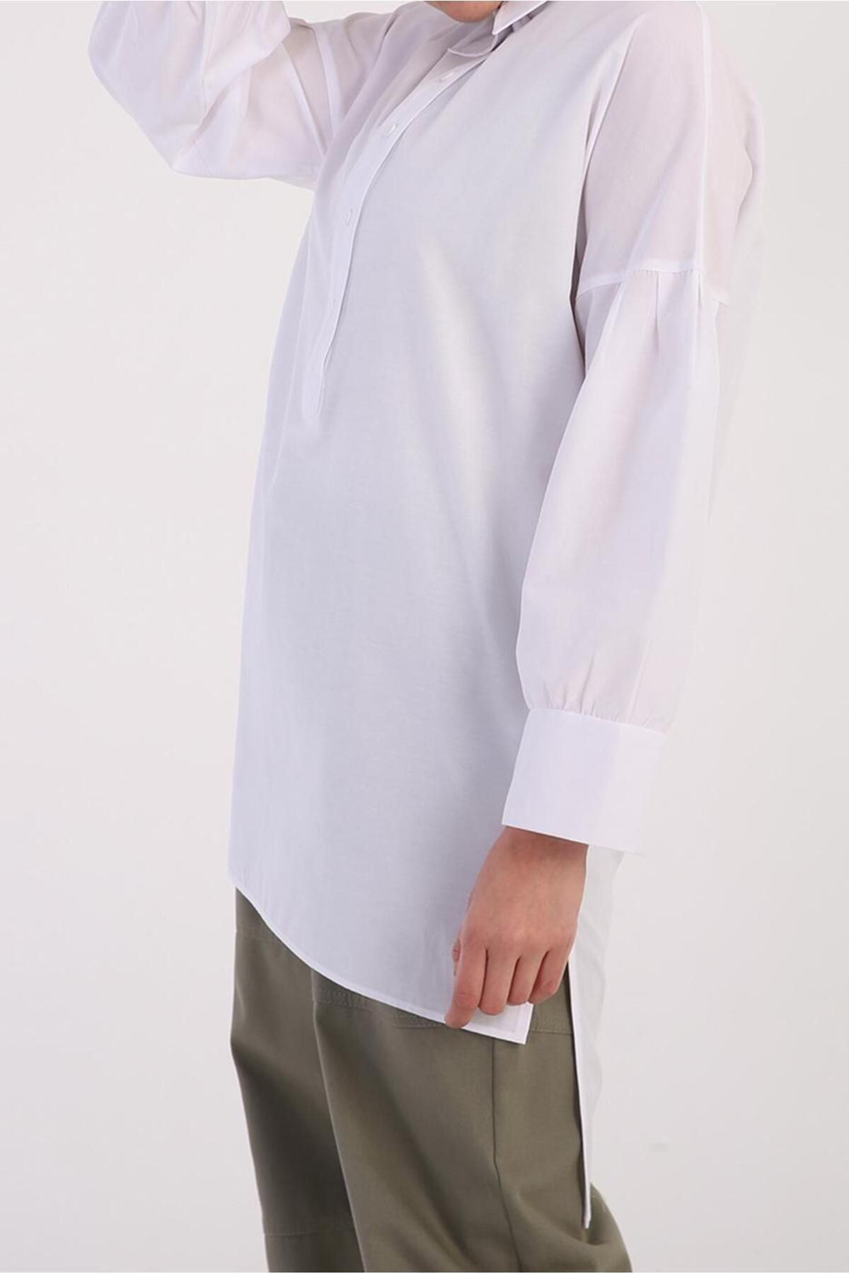 TRENDTESETTÜR-White Buttoned Women's Tunic 25005 2