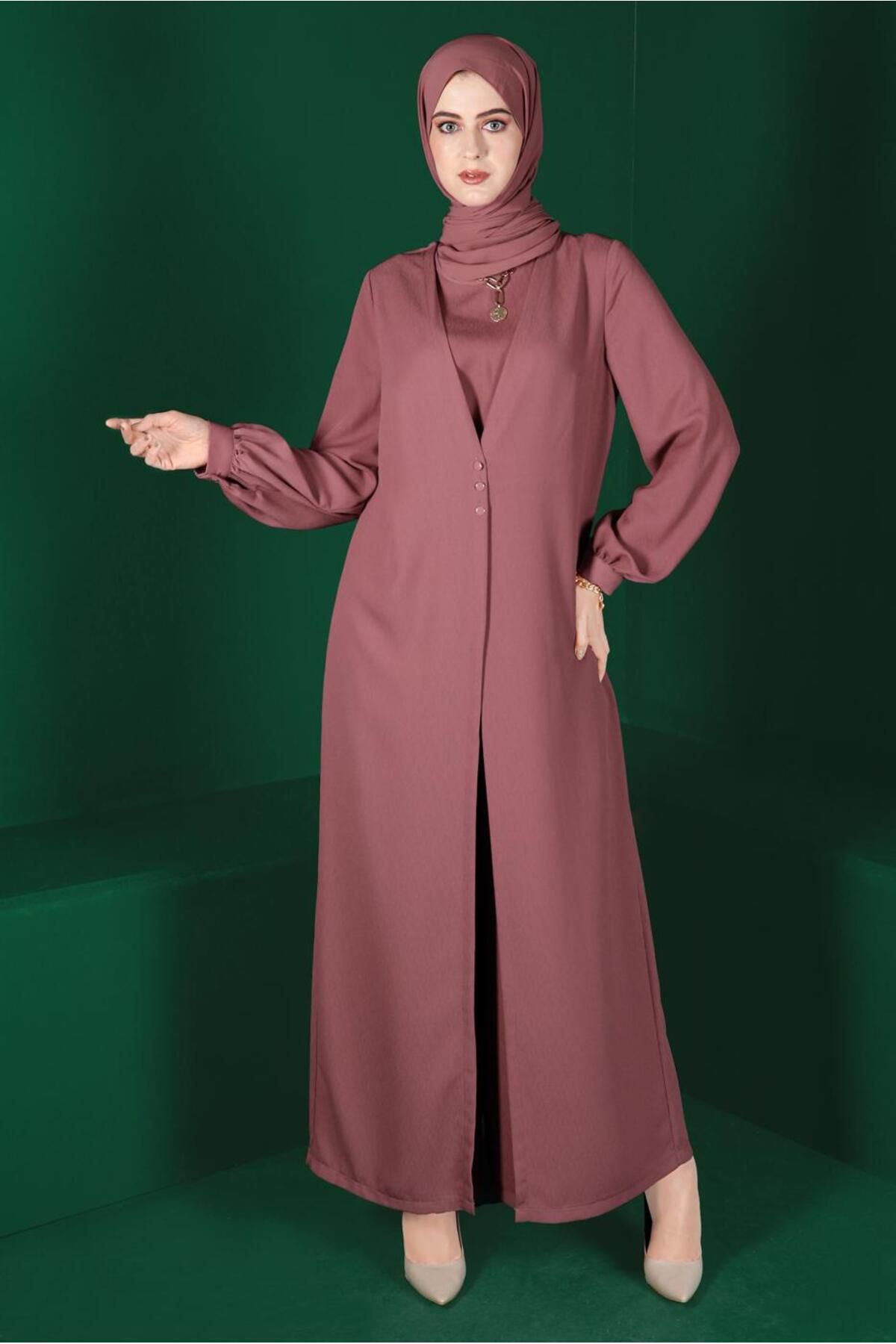 ژاکت کش باف پشمی مدل 42766 دکمه دار Alvina