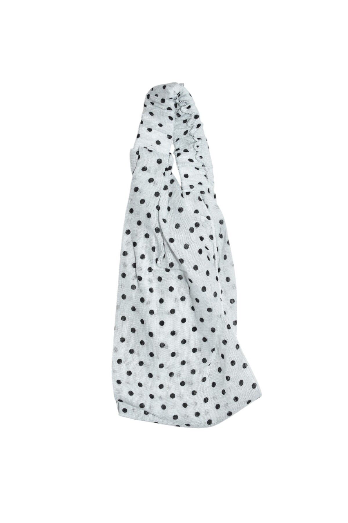 artı bir bodrum-White Polka Dot Elastic Parachute Bandana 2