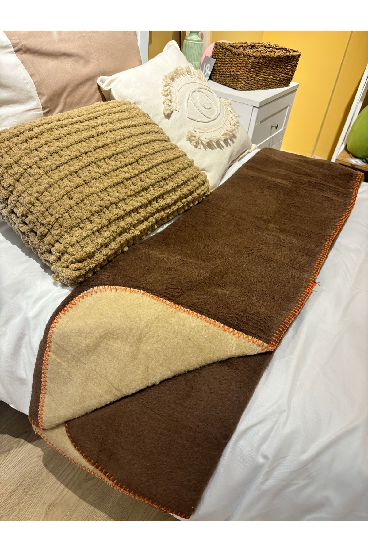 Sesli-BohemHouse Pătură cu două fețe, două culori, bumbac simplu, groasă, moale, supradimensionată 1350Gr 150x200 cm 5