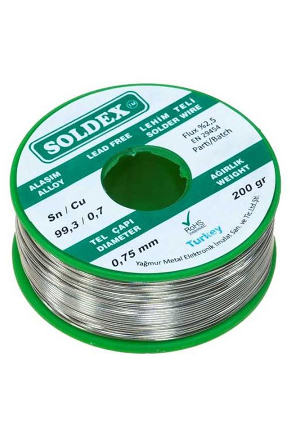 ONE KURŞUNSUZ SOLDEX 200 GR 0.75 MM KURŞUNSUZ LEHİM TELİ SN 99.3 / CU 0.7 (4767) - CDY2623-7982