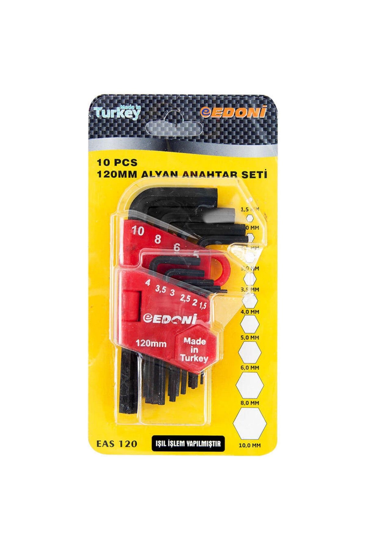 gizmurstore Edoni 120 Mm 10 Parça Alyan Seti Siyah - GMS2701-1860