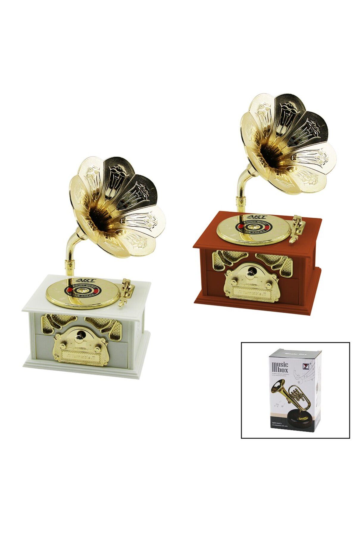 mycarmella MÜZİKLİ DEKORATİF NOSTALJİ GRAMAFON TAKILIK ÇEKMECELİ (4767) - VHT8137-6526