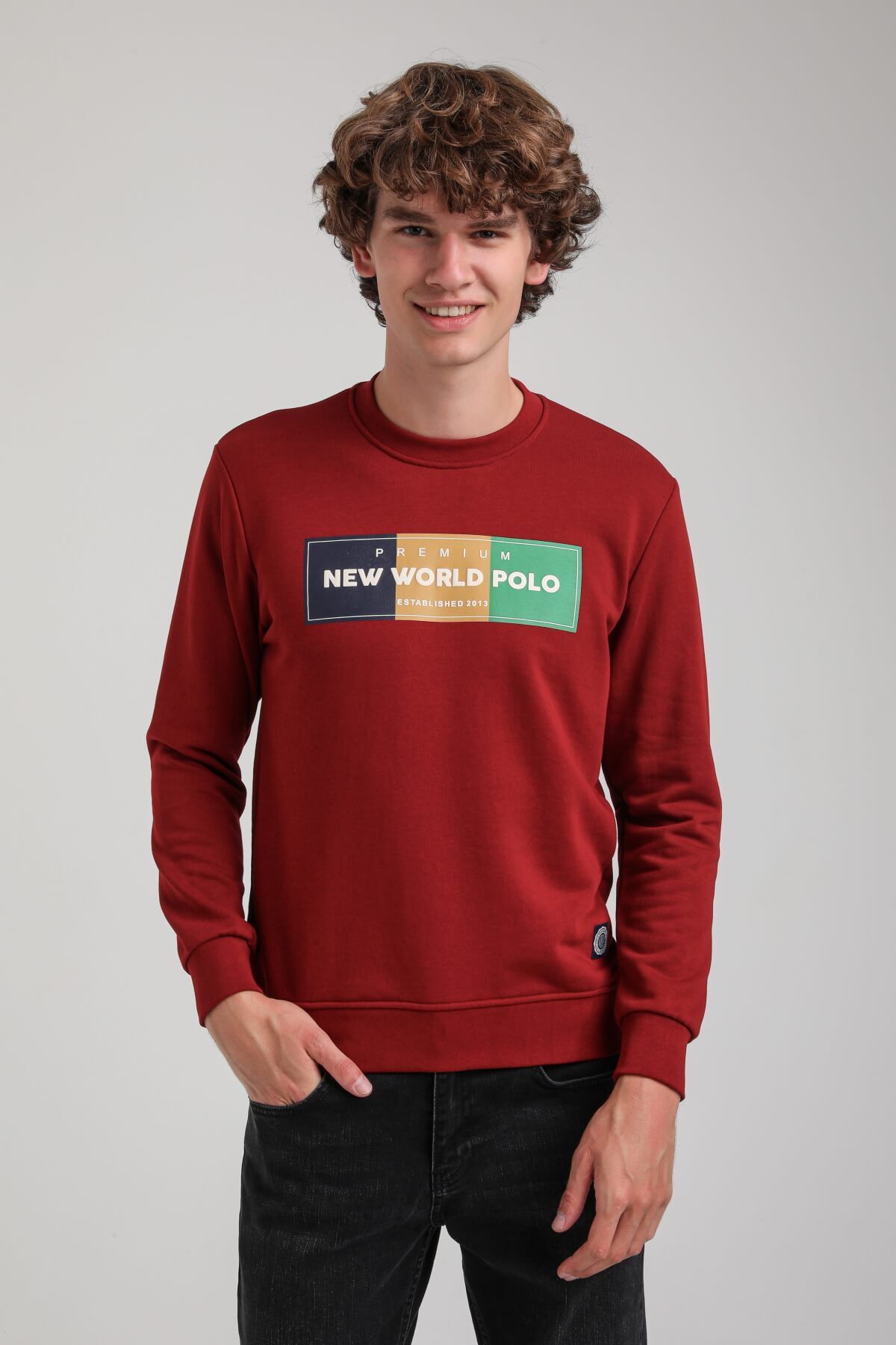 NEW WORLD POLO-Crew Neck Burgundy Slim Fit Sweatshirt 23Fwm60155 2