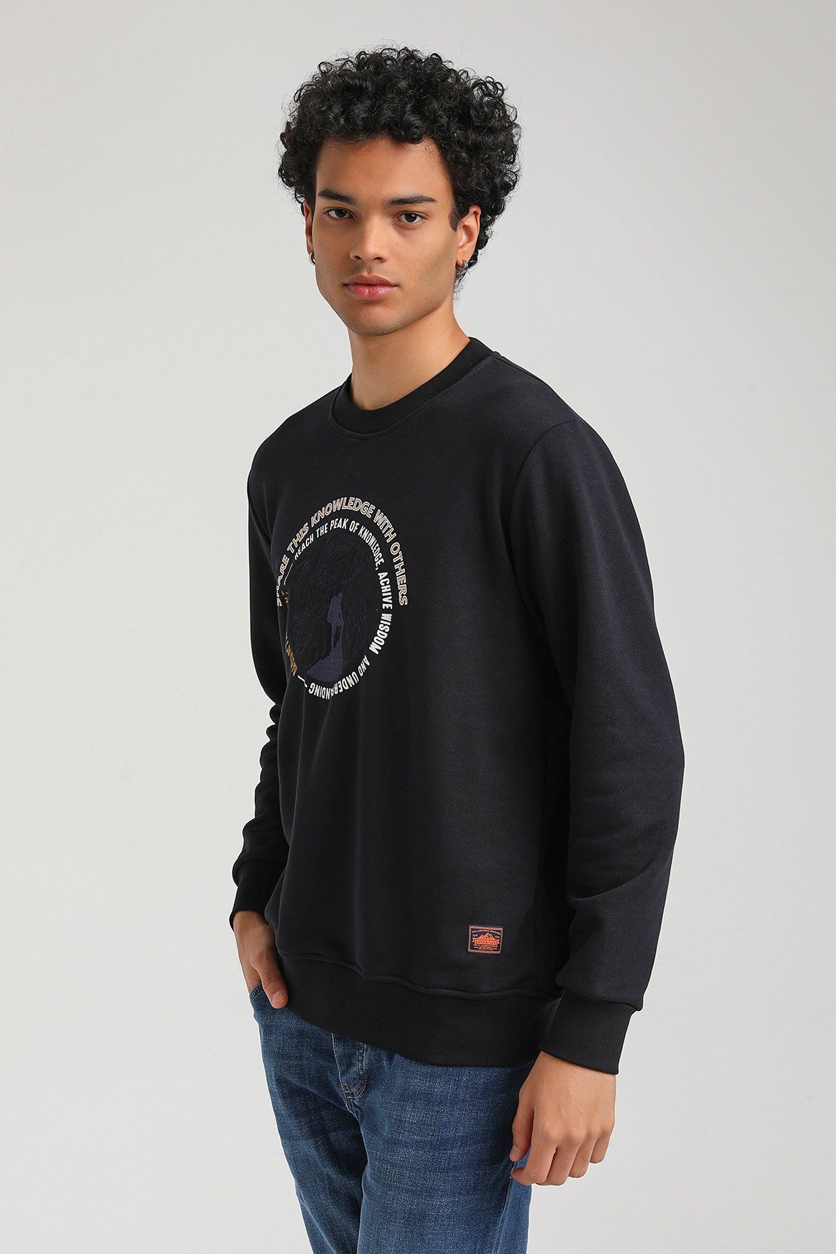 NEW WORLD POLO-Slim Fit mikina Crew Neck Navy Blue 23FWM60147 5