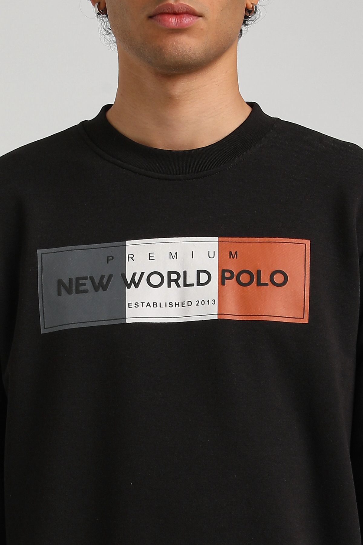 NEW WORLD POLO-Crew Neck Black Slim Fit Sweatshirt 23FWM60155 6