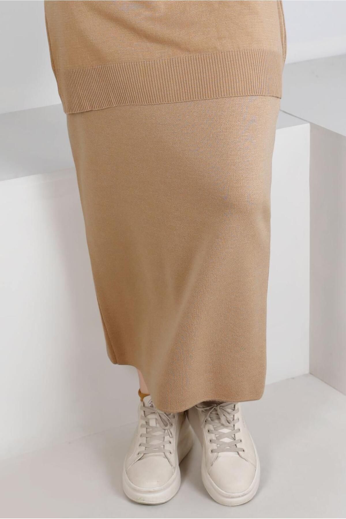 TRENDTESETTÜR-Women's Brown (CAMEL) Knitwear Skirt T 60321 4