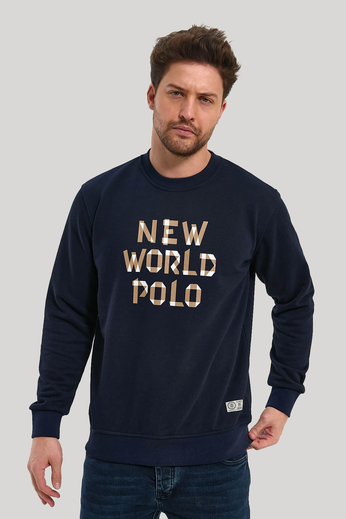 NEW WORLD POLO-Slim Fit mikina Crew Neck Navy Blue 23FWM60161 3