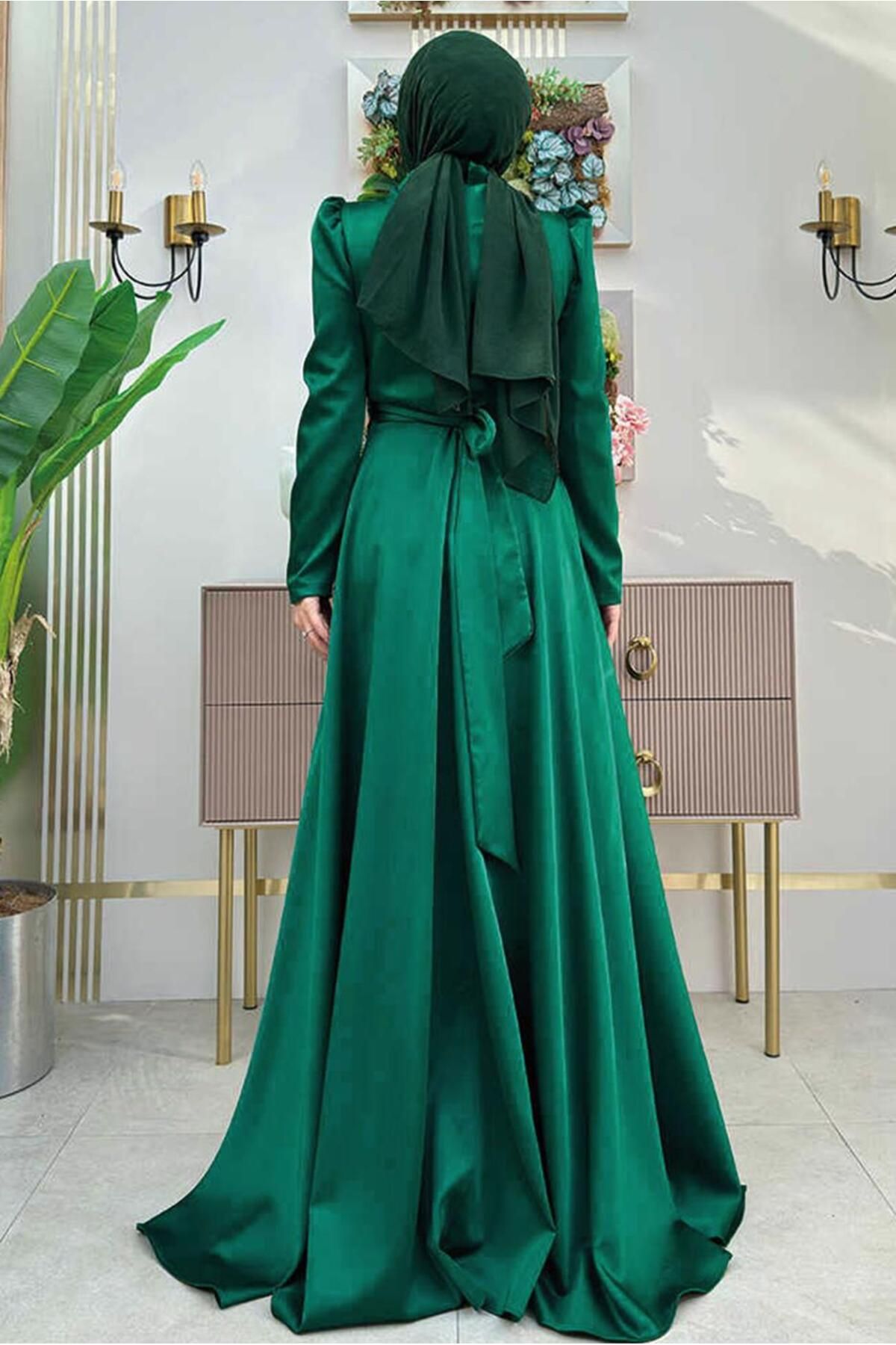 TRENDTESETTÜR-Modest Evening Dress - Green - Maxi 3