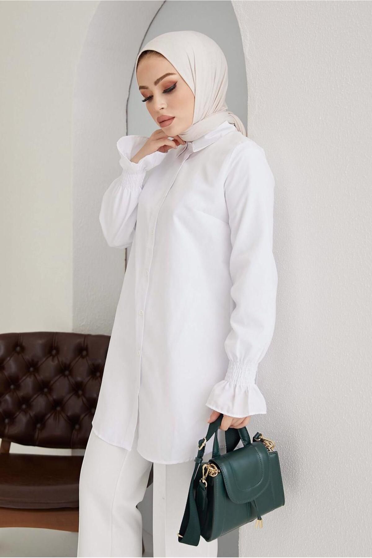 TRENDTESETTÜR-WOMEN'S WHITE SHIRT TUNIC T 3447 1