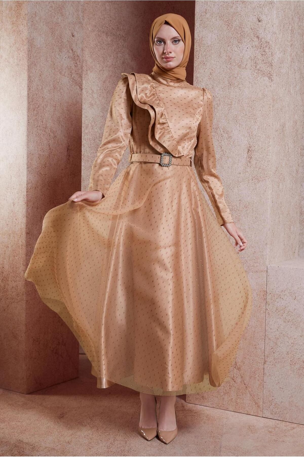 لباس مجلسی با حجاب کمربند 50271 Alvina