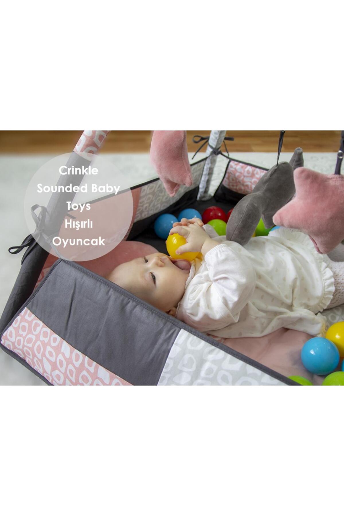 Babyjem 3 Fonksiyonlu Bebek Oyun Jimnastik Halısı Gül Kurusu fotoğrafı 2 (önizleme)