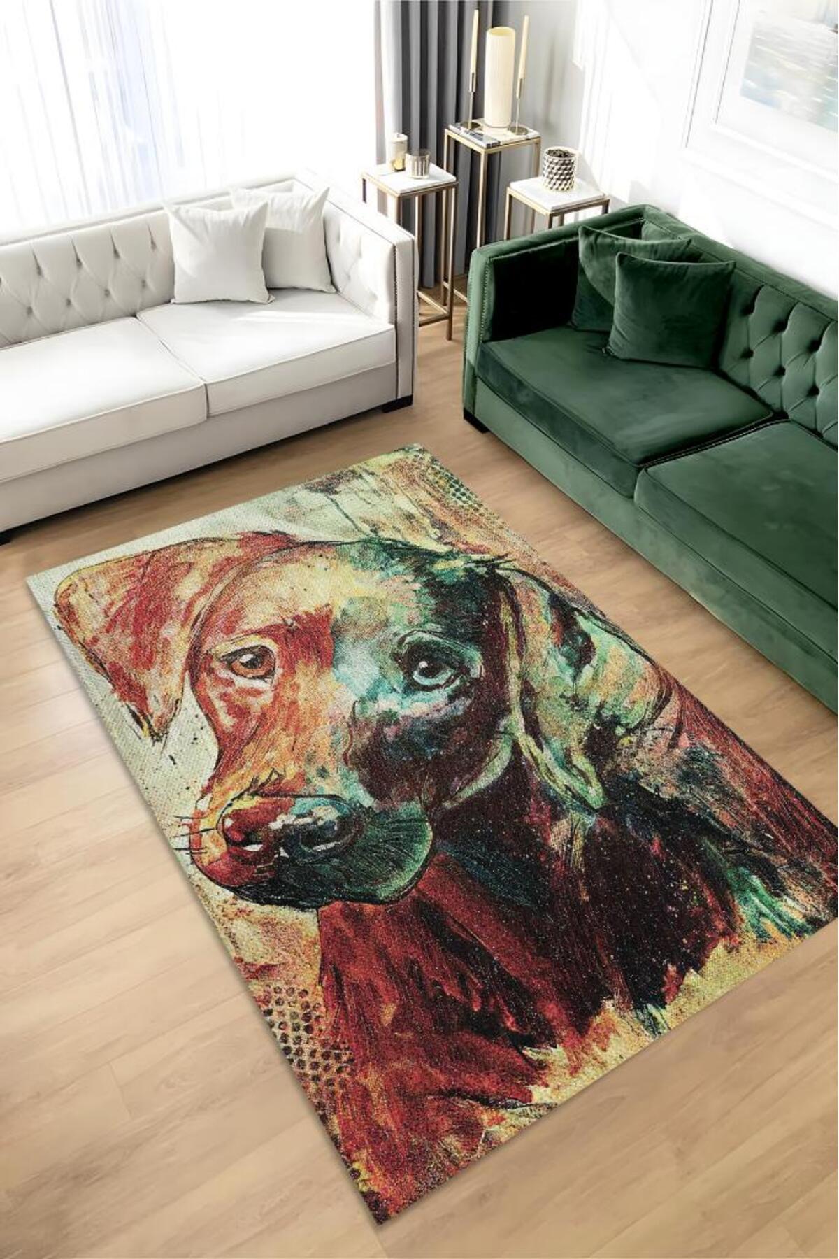 Homshtag Masum Bakış Çok Renkli Halı Hayvan Figürlü Köpek Sever