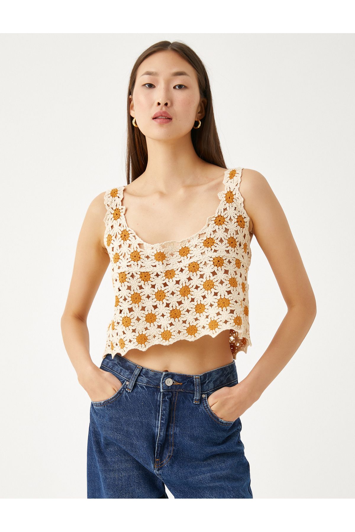 Koton-Crop Bustier Crochet τετράγωνο λαιμό 3