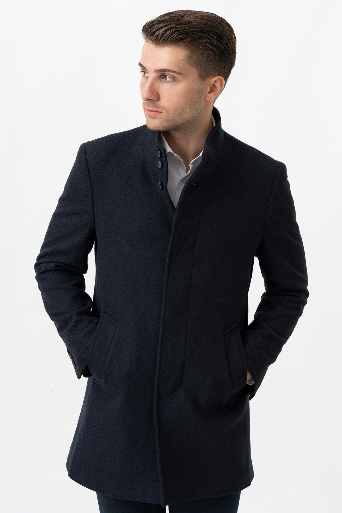 White Stone  Treviso 4021 Slim Fit Pamuklu Hakim Yaka Palto Laci - Görsel 4