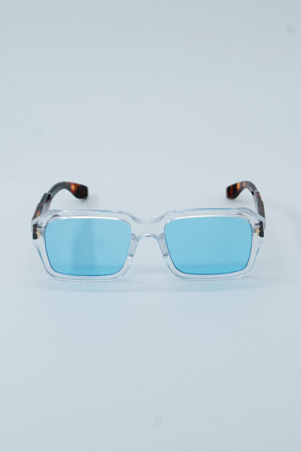 LUNOX-Leopard Patterned Transparent Sunglasses - Handle Detailed 3