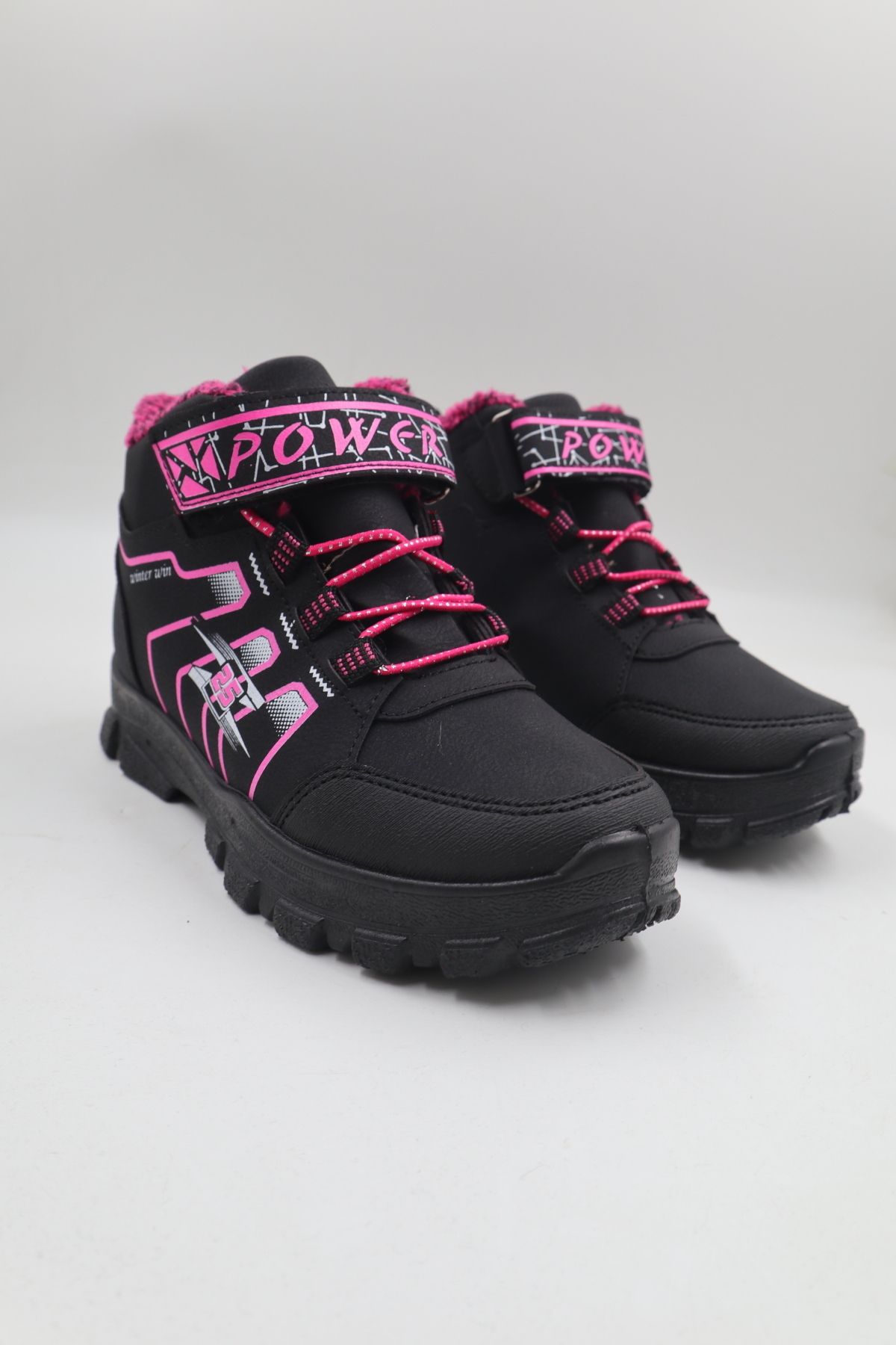 nazenintasarımlar-Girl's Woolen Pink Black Casual Boots 4