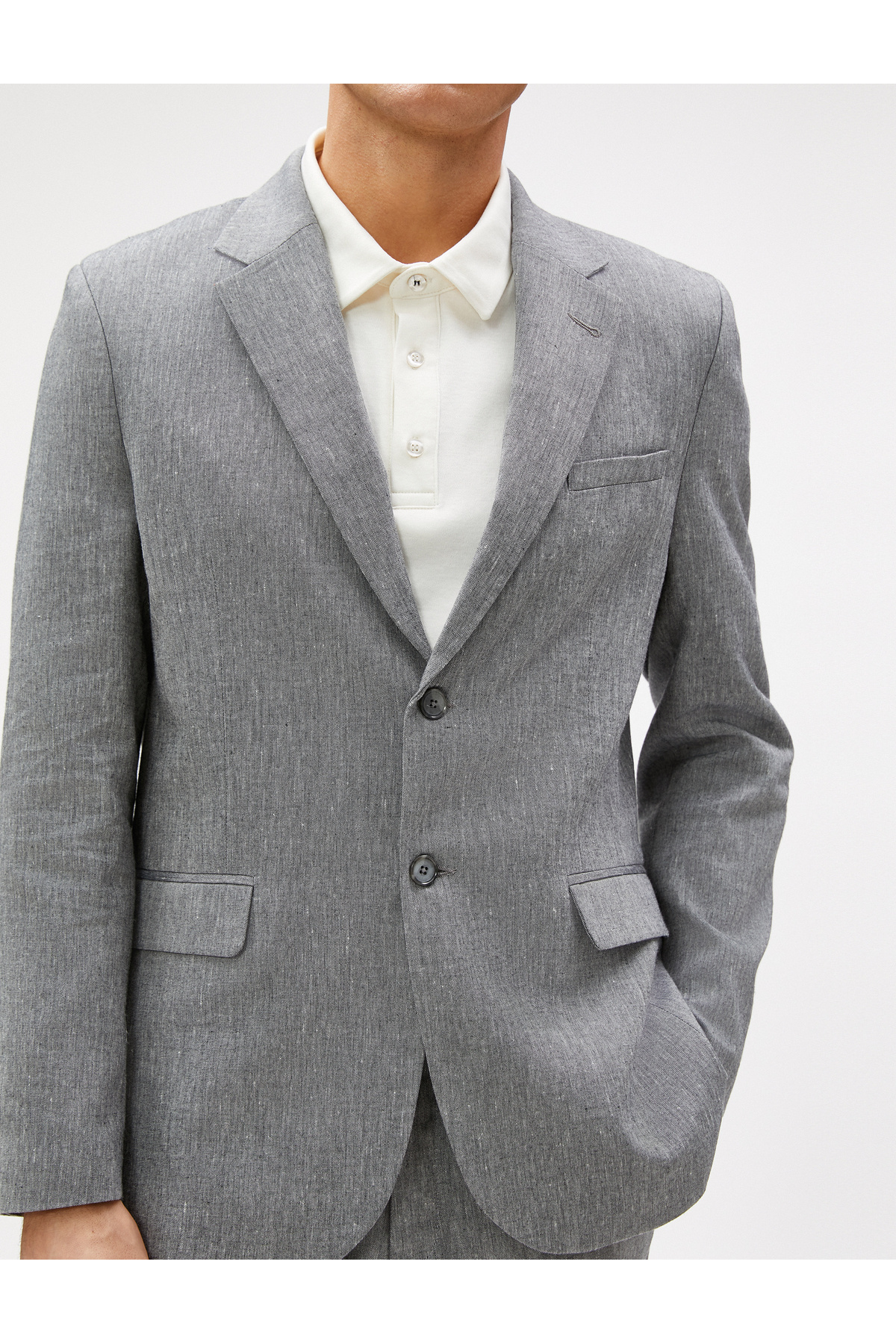 Koton  Yazlık Ceket Blazer Cep Detaylı Düğmeli - Görsel 5