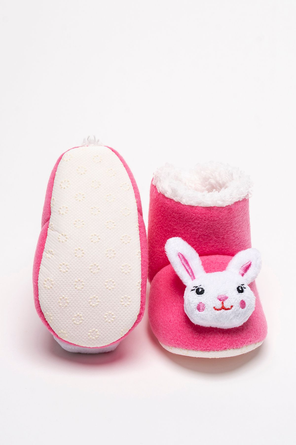 Puppis Baby-Anti-Slip Sole, Anti-Sweat, Ilkadım Organic Eared Rabbit Baby Girl Slippers 2