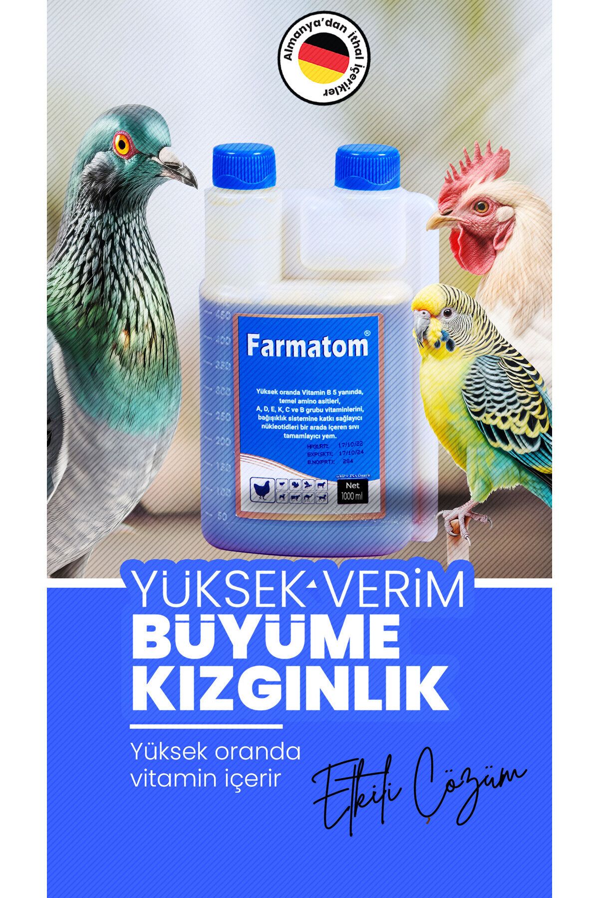 FARMATOM Vitamin Kanatlı Hayvan Vitamini 1 Litre - Kuşlar Için Vitamin