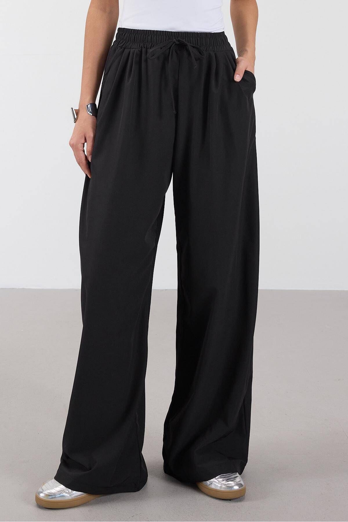 Addax-Wide Leg Pants with Drawstring Pockets on the Waist Pn16702-W8 1