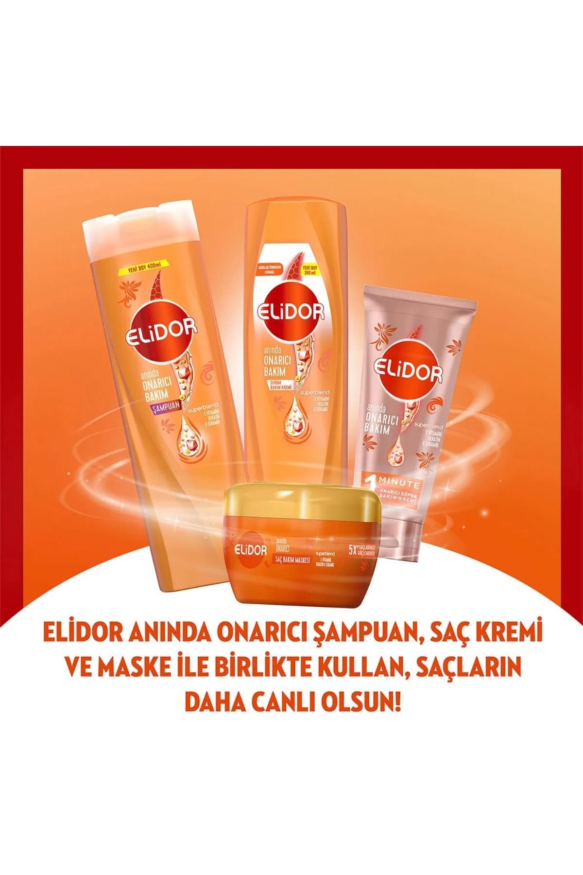 Elidor Superblend Sıvı Saç Bakım Kremi Anında Onarıcı C Vitamini Keratin Seramid 200 ml X2-6