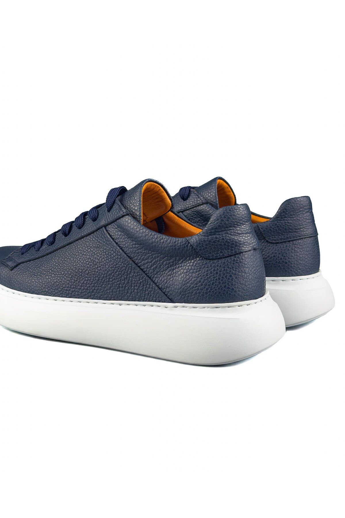 TEZCAN KUNDURA-Spartan Navy Blue Men's Sneakers - Genuine Leather Sports Shoes 3