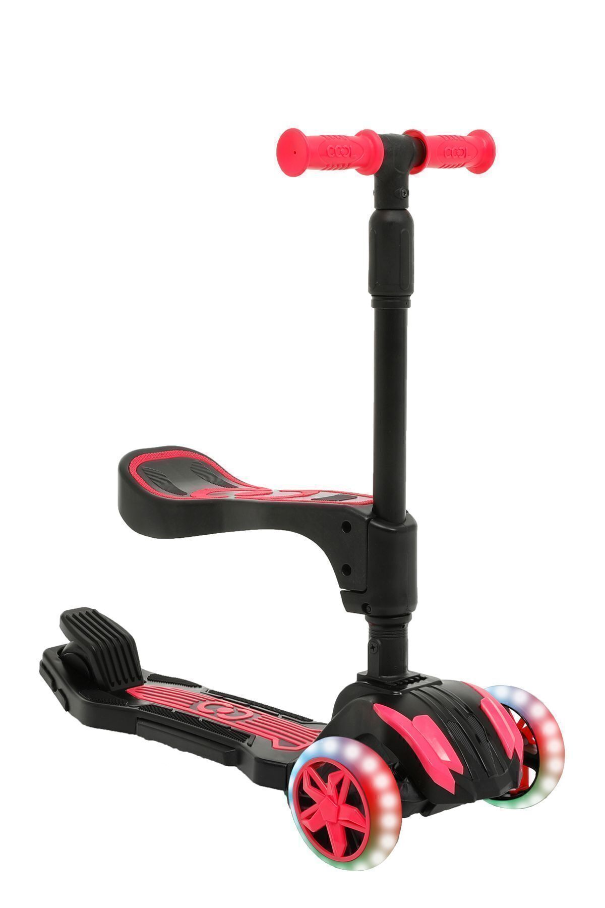 VARDEM OYUNCAK Led Işıklı Oturaklı Pembe Combo Scooter collwhellss