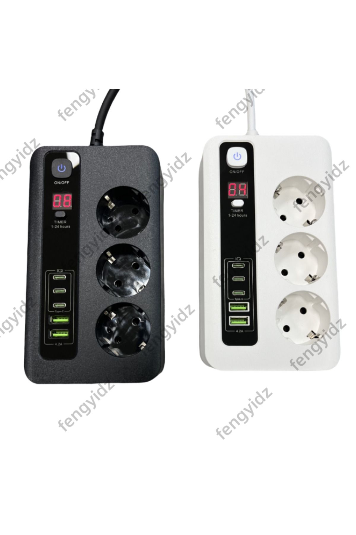 Choice-Timed Socket Multi-Socket Adapter 3 Way Sockets Ports Power Strip with  2 m Extension Cable EU So... 2
