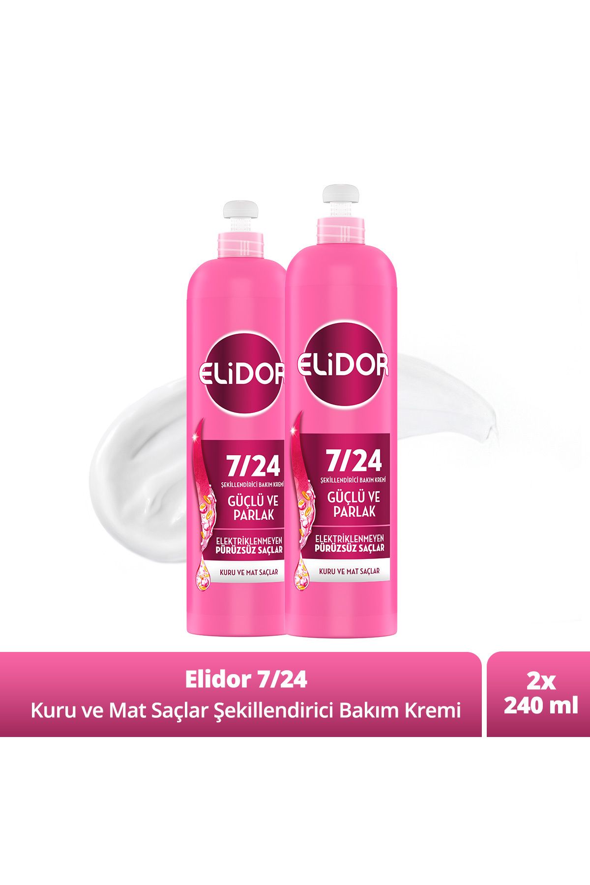 Elidor 7/24 Şekillendirici Saç Bakım Kremi Güçlü Ve Parlak Kuru Ve Mat Saçlar 240 ml X2