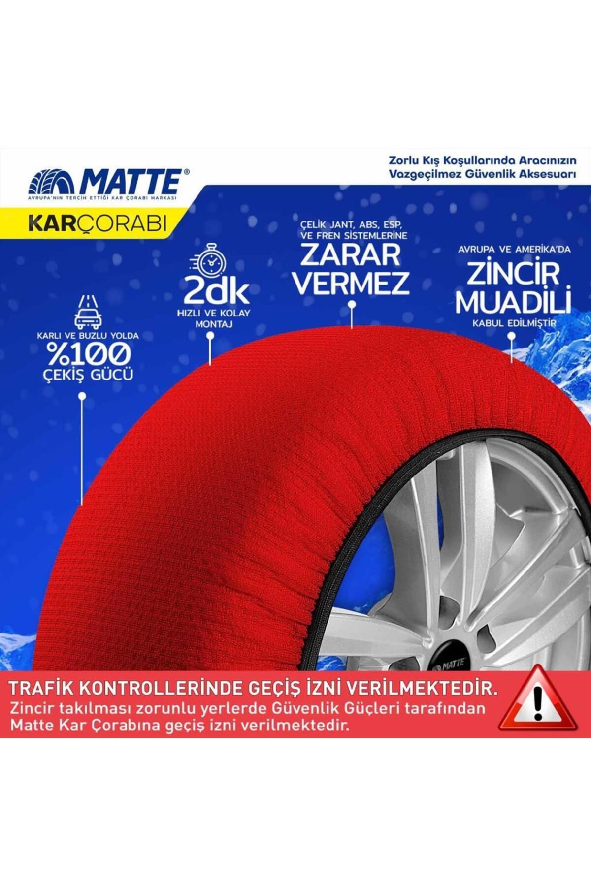 Matte-Snow Socks 245/70 R15 Snow Chain Equivalent 2x-large Red 4