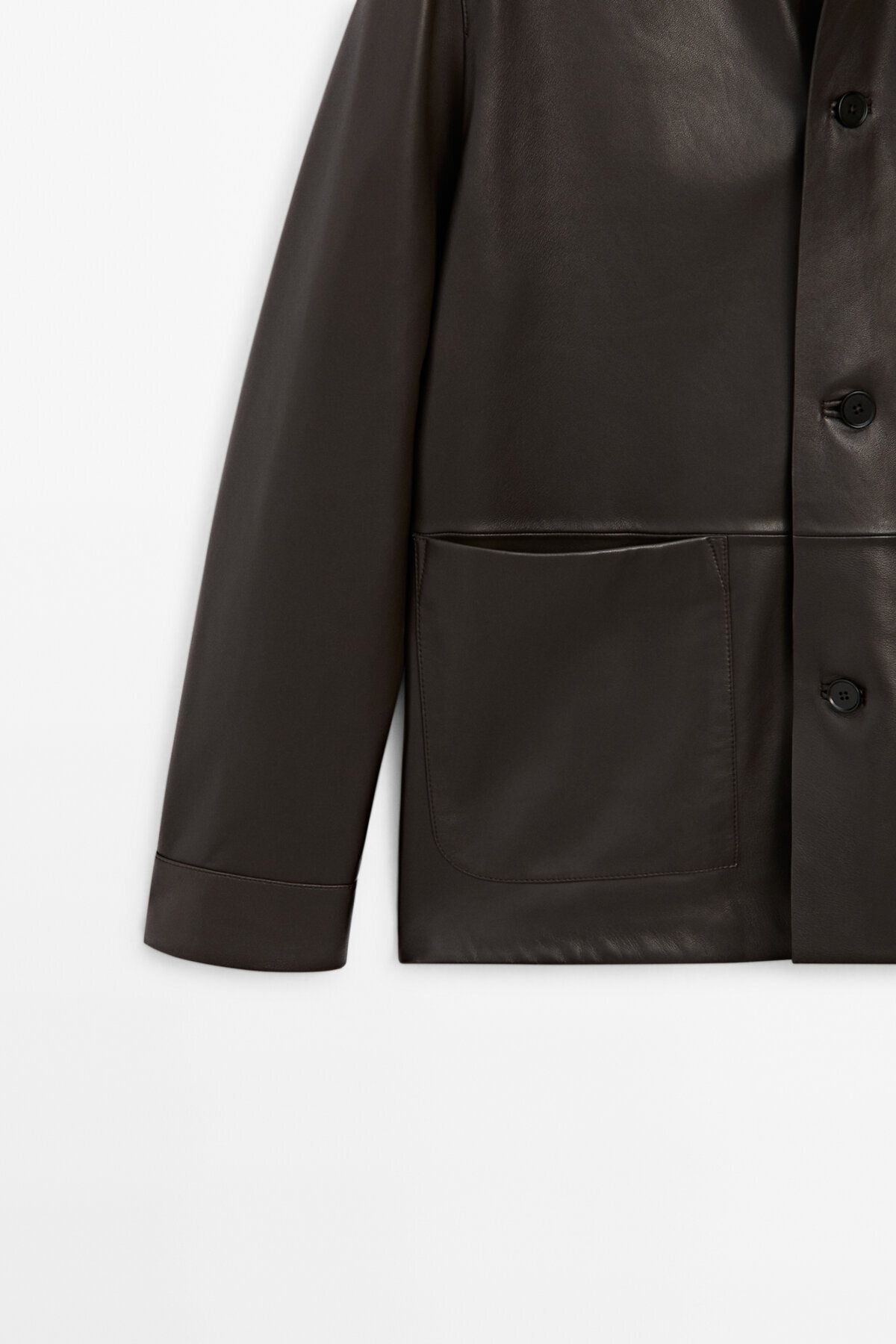 کت چند رنگ مردانه ژاکت چرمی نپا با جیب های پچ Massimo Dutti