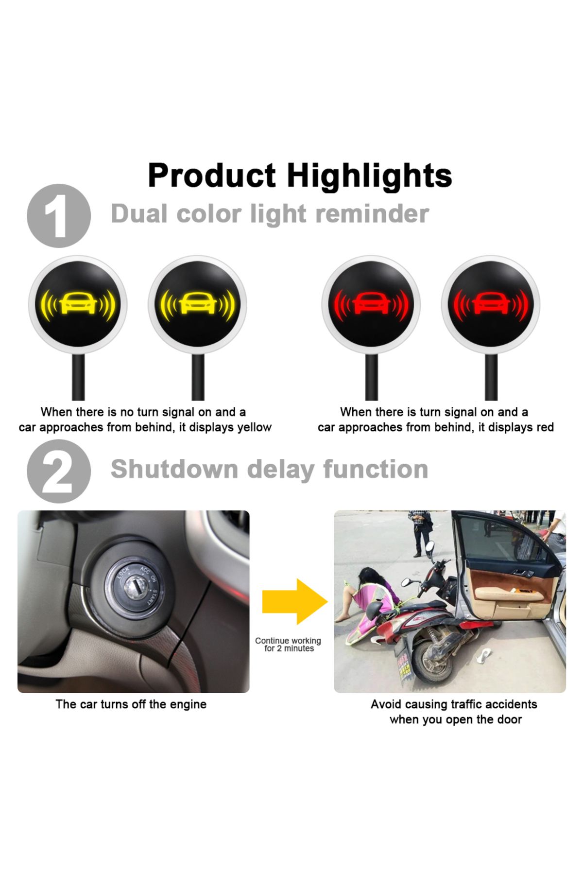 carsanbo-Car 24G BSD Alarm System, Dual Color LED Blind Spot Detection Sensor Lane Change Assistance, with... 4