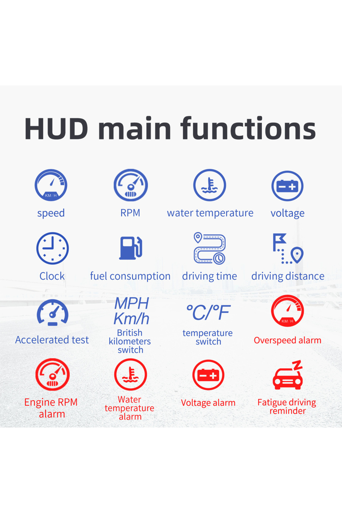 GEYIREN-M5 OBD2 HUD Car Digital Speedometer Windshield Projector Display Speed Water Temperature ... 5